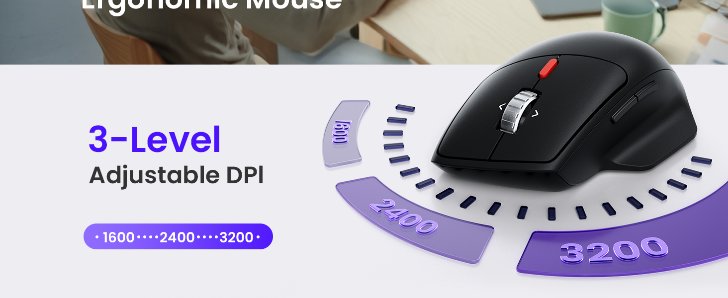 wegear MW1 Ergonomic Wireless Mouse, 2.4GHz with USB