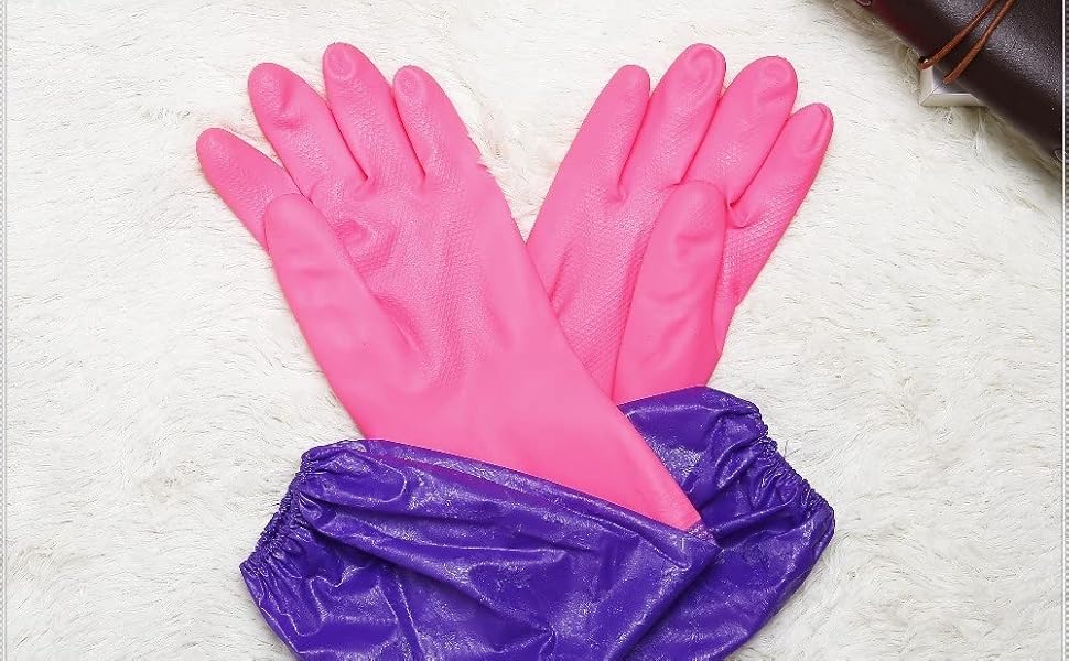 Women'S & Men'S Rubber Hand Dish Washing Gloves Reusable Kitchen Cleaning Waterproof Gloves
