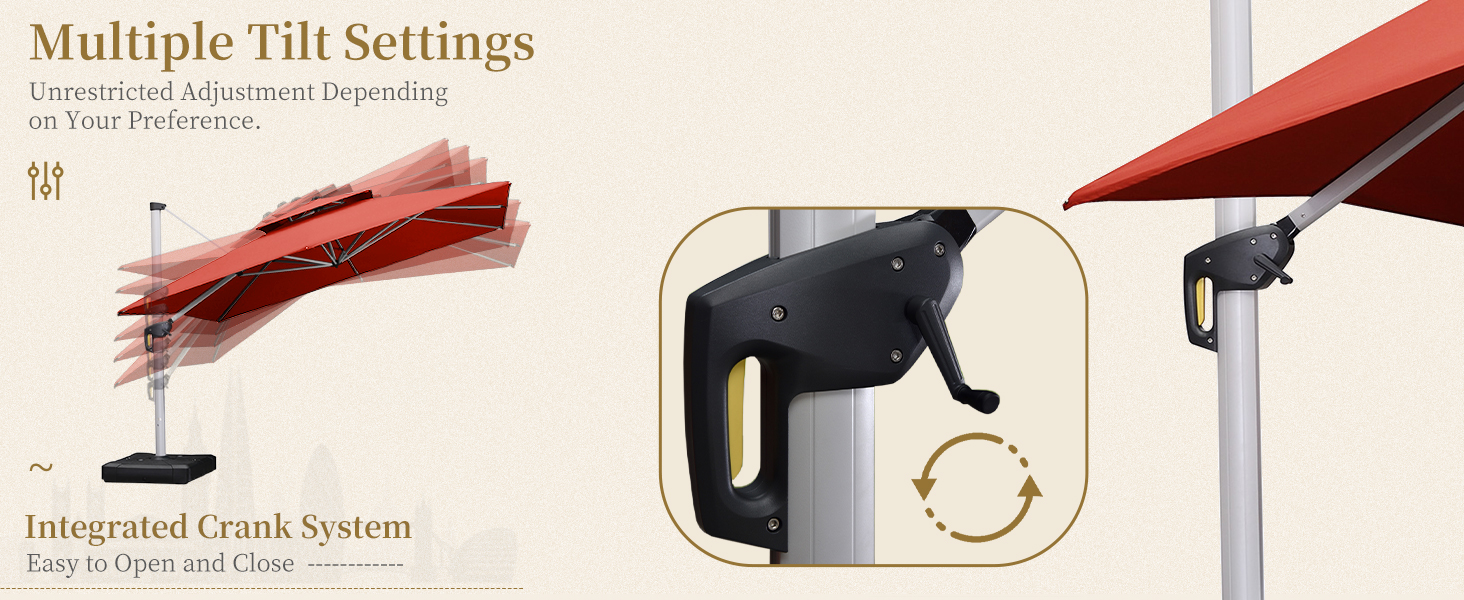 PURPLE LEAF 3 X 3.65 M Garden Cantilever Parasol, Large Rectangular Patio Umbrella With Crank Handle And Tilt For Balcony And Outdoor,Red,3 X 3.65 M 14 parasol umbrella with lights parasol stand parasol sunscreen parasol square