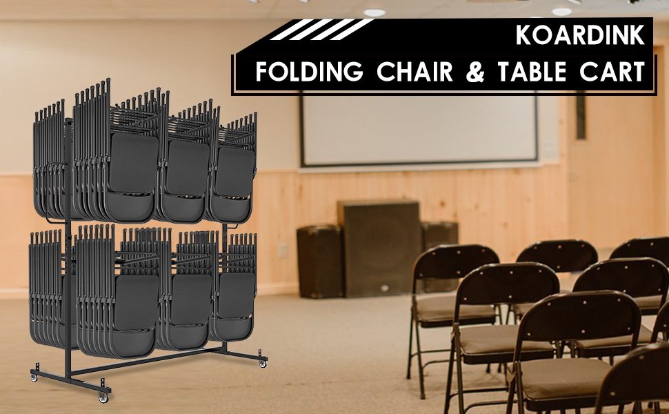 Folding Table and Chair Cart,Two Tier Folding Chair and