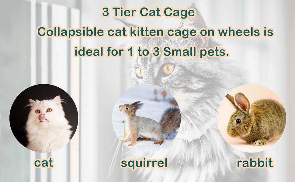 ELEVON 3Tier Indoor Cat Cage, Large DIY Cat Crate & Cat