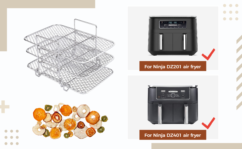 MultiLayer Air Fryer Rack Compatible with Ninja DZ201 DZ401, Ninja Air