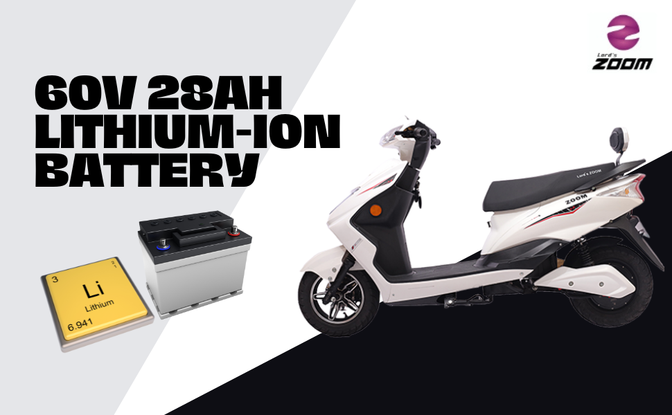 Lord's Zoom Electric Scooter 60V 28AH lithiumion battery Runs Approx. 5060 km on one Charge
