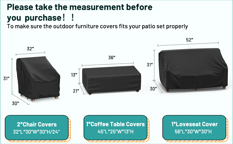Mrrihand Patio Furniture Covers, 4 Piece Outdoor Furniture