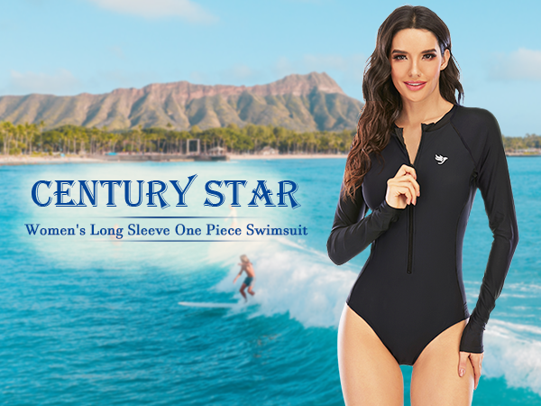 Century Star Long Sleeve Swimsuits for Women Rash Guard