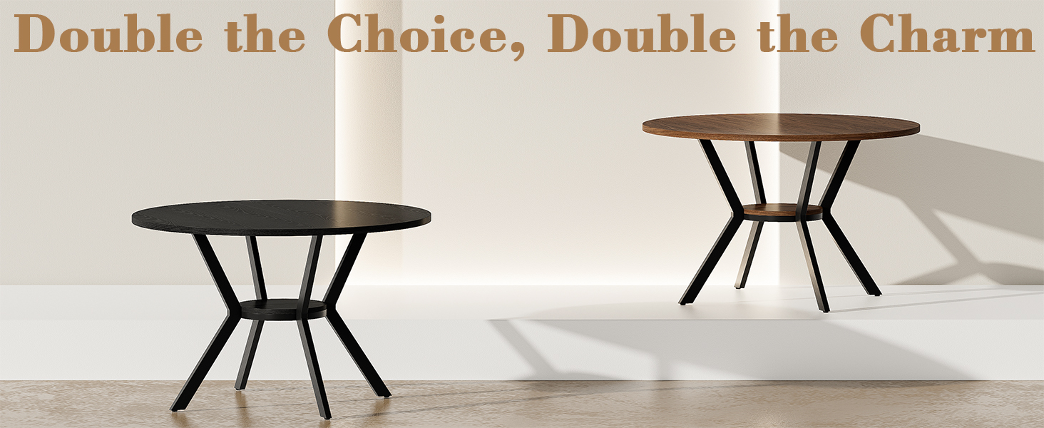 dark wood and black table