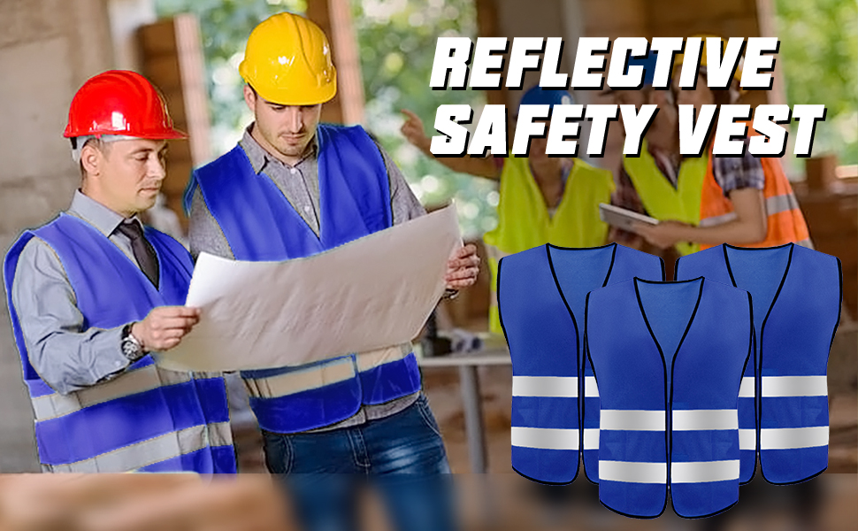 Safety Vests 15 Pack - Blue Reflective High Visibility