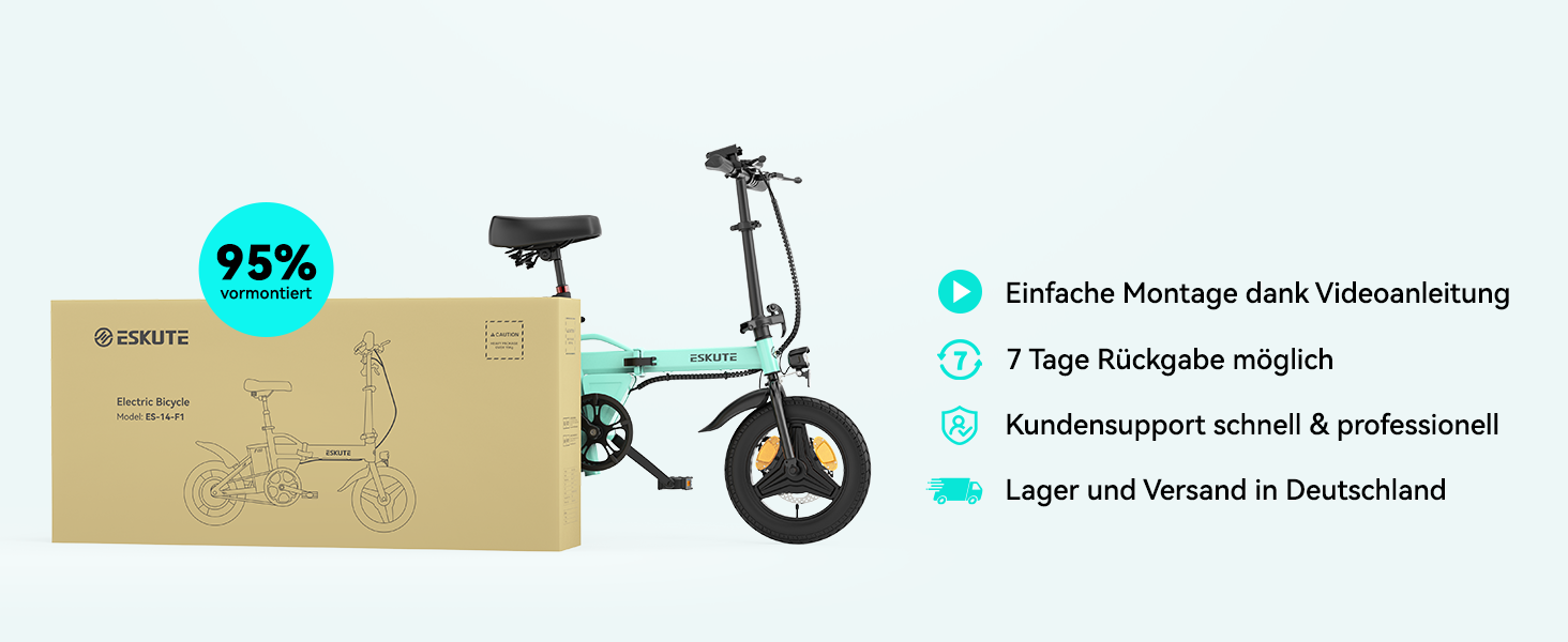 Technisches Diagramm eines Faltrads mit Prozentanzeige und Messpunkten, dargestellt auf beigem Hintergrund mit fremdsprachlichem Text.