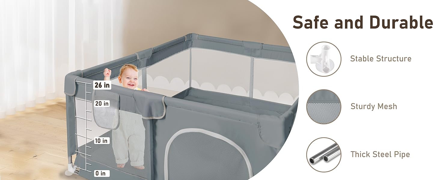Baby Playpen with Mat, 50x50 Inch Playpens for Babies and