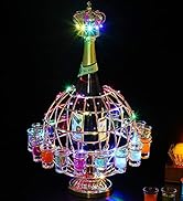 光るカクテルラック テキーラ観覧車 12カップ テキーラ地球儀LED酒ボトルの棚 QuiExact テキーラ観覧車 グラス付き 12カップ 回転可能 LED酒