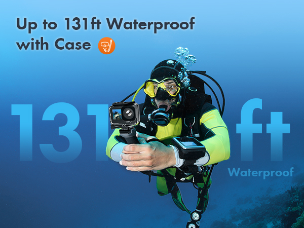 Apexcam Action Camera 4K With 64G SD Card Sports Cameras 20MP 131FT Waterproof Underwater Camera 170°Wide-Angle WiFi Cameras With 2.4G Remote Control, 2 Batteries, Mounting Accessories Kits
