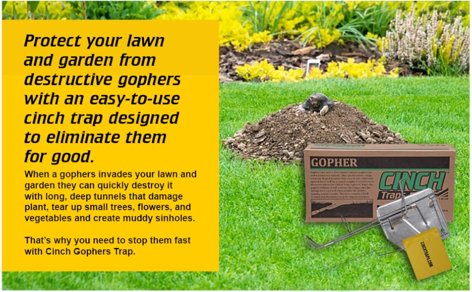 Cinch Gopher Trap with Tunnel Marking Flag, Heavy Duty