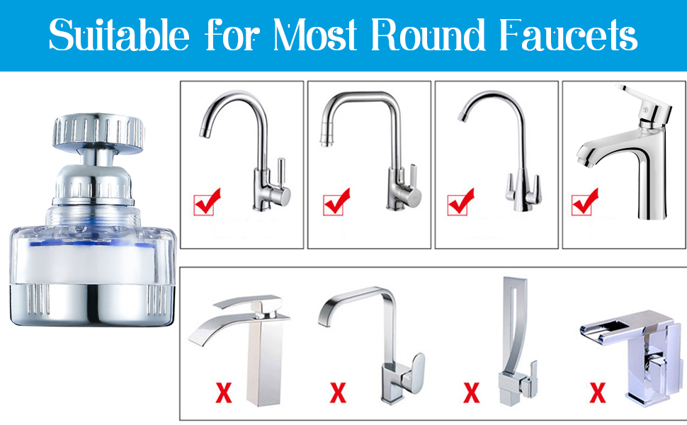 2Pack Sink Water Filter Faucet, Universal 360 ° Rotating Kitchen Faucet