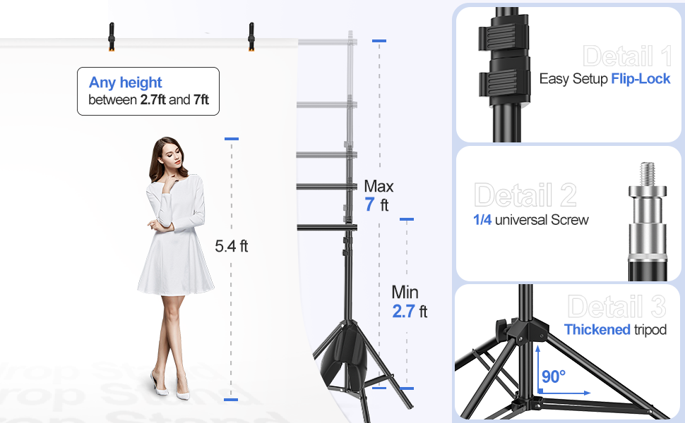 EMART Photo Video Studio 2m x 3m Adjustable Backdrop Stand Background