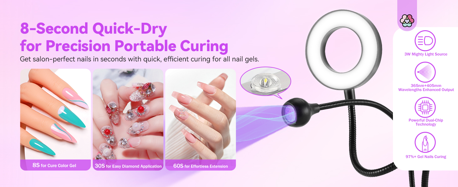 SAVILAND Gooseneck U V Lamp for Gel X Nails LED U V Nail