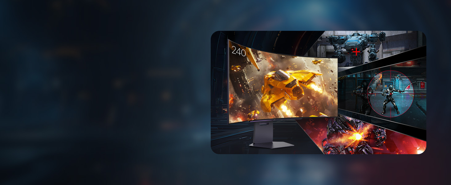 Une autre vue d'une scène de jeu ou de science-fiction pleine d'action avec un éclairage spectaculaire et des effets explosifs dans un environnement sombre.