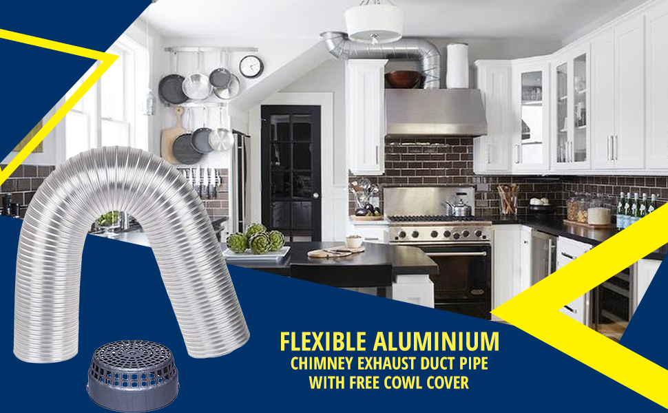 Ampereus 6 Inch Chimney Exhaust Pipe With Free Cowl Cover (Flexible