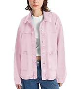 Hixiaohe Jean Jackets for Women Trendy Button Up Denim Shirt Jacket Oversized Long Sleeve Coat Fa...