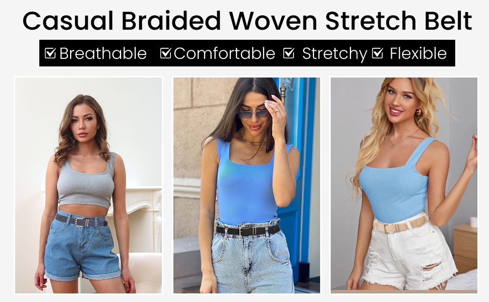 SNCEAW Casual Braided Woven Stretch Belt