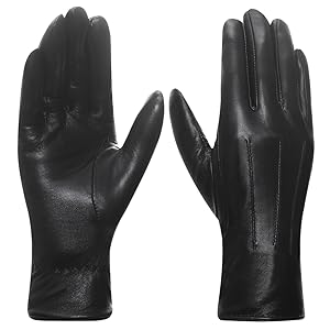 Black Womens Leather Gloves