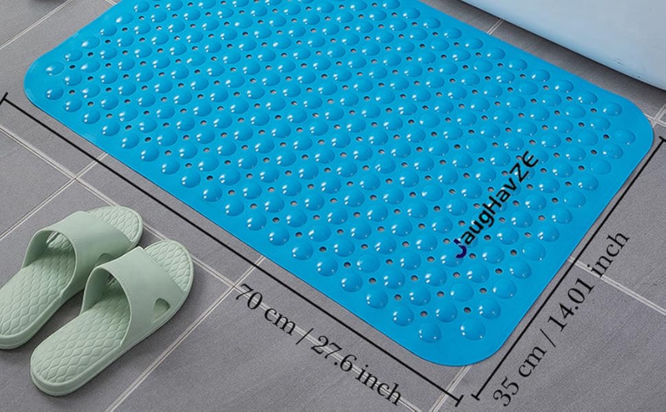 Non Slip Bath Mats Blue TPE Shower Mats 70 x 35cm for Bathroom Anti