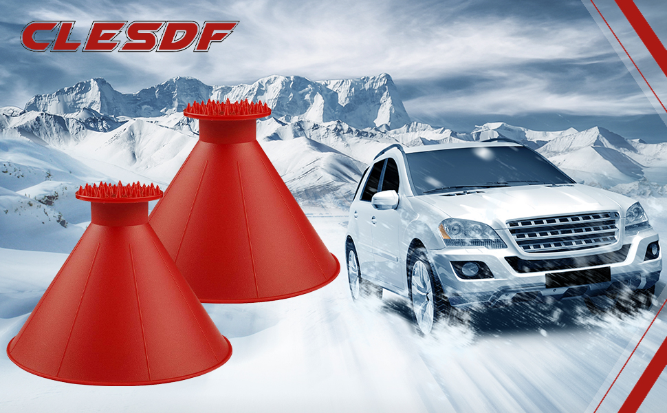 Magical Car Ice Scraper with Funnel,2 Pack Cone Windshield