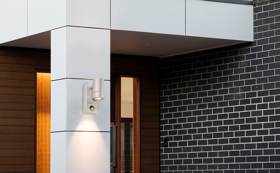 National Lighting PIR Outside Lights - Outdoor Security Lights - Matt Black Motion Sensor Presence Detector External Lantern Light - IP44 Rated 7W 240V LED GU10 Lamp (Not Included) 21 National Lighting