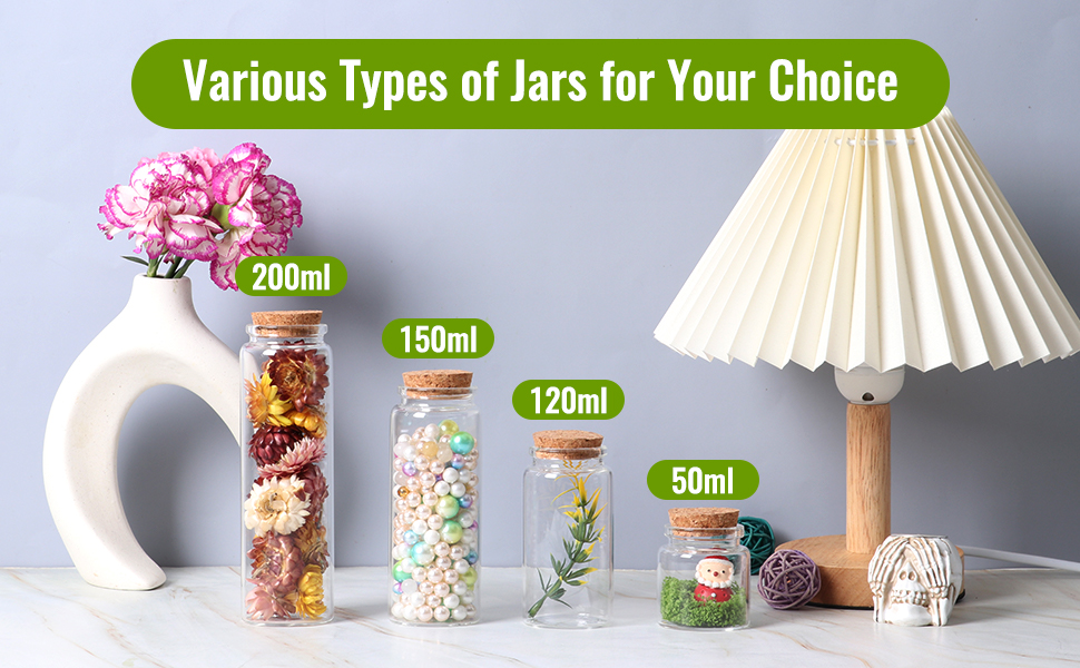 Miukada Small Glass Jars with Cork Lids 120 ml, Glass Vials