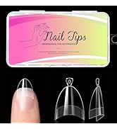 krofaue Almond Nail Tips 240PCS Half Matte Short Almond Press on Nails Half Cover False Nails wit...