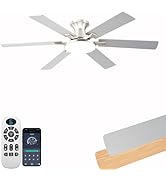 Ceiling Fans with Lights,54 Inch Low Profile Ceiling Fan with Light and Remote Control,6 Speeds/6...