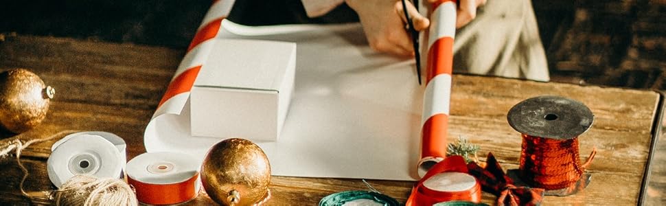 Woman wrapping Christmas present