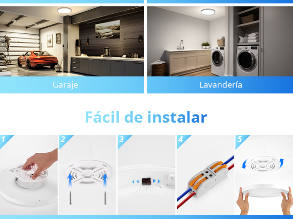 Combuh Plafón LED con Sensor de Movimiento Radar, 28W 2800LM ...