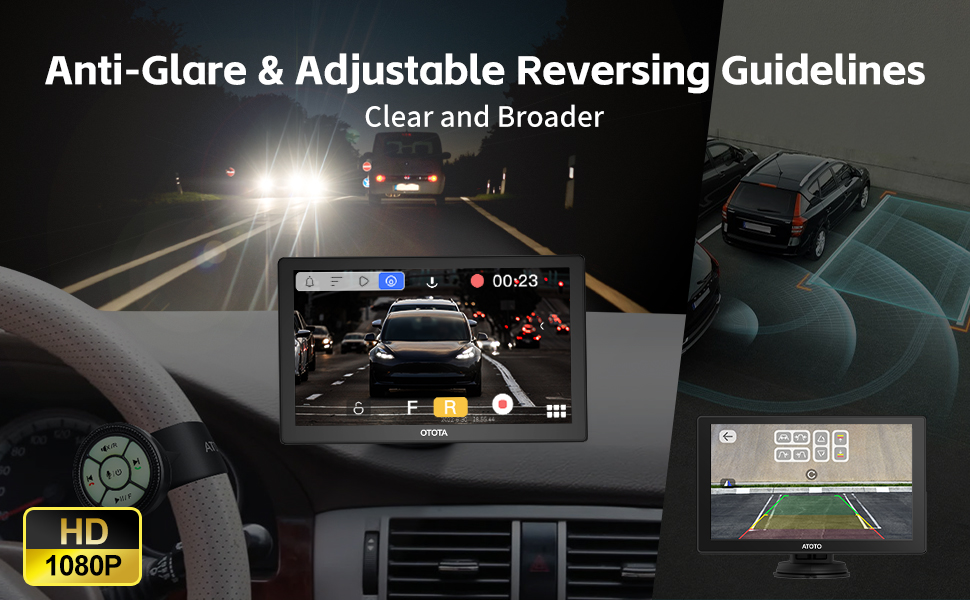 ATOTO P8 Portable 7'' QLED Display Car Radio, with HD 1080P Rear DVR