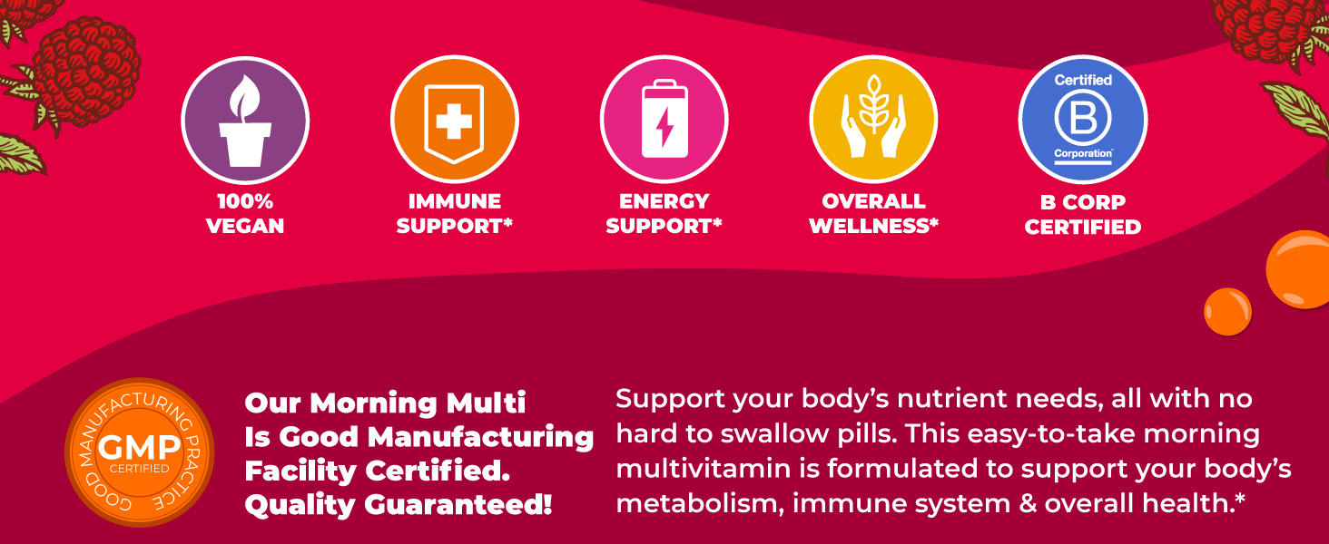 Morning Multivitamin Liquid, Raspberry, 32 oz