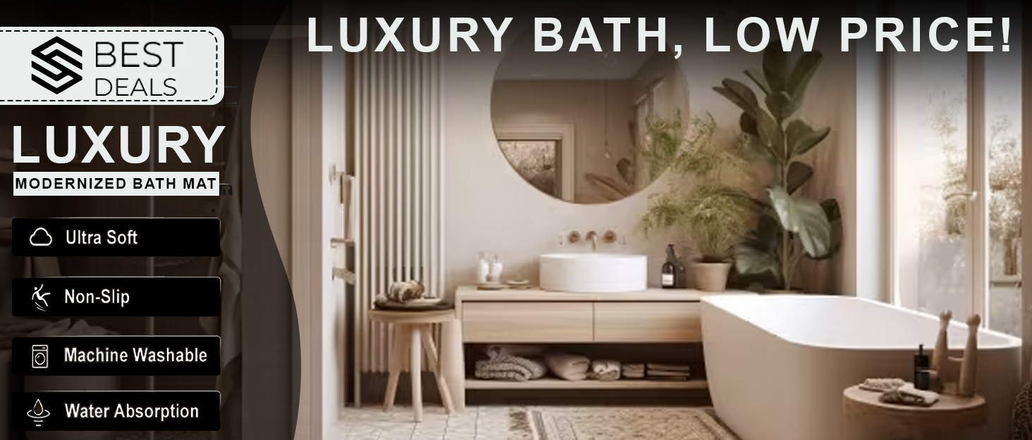 Modernized Bath Mat, Super Absorbent Bathroom Rugs, Non
