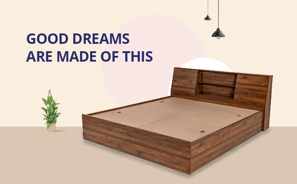 Wakefit Queen Size Orion Engineered Wood Platform Bed with Storage