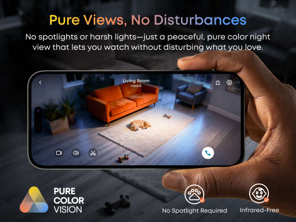 eufy phone shows pure color night view for living room