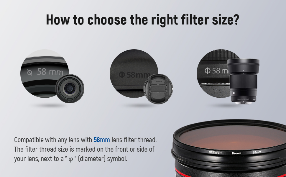 Neewer 9PCS Full Color Lens Filter Set, 58mm Resin Lens Filters with