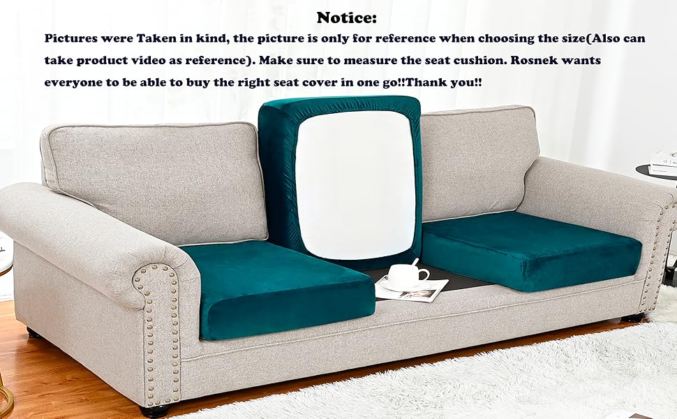 Rosnek Velvet Couch Cushion Covers Stretch for Sectional