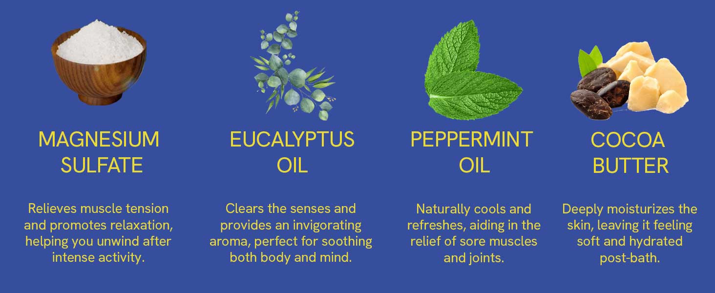 magneium sulfate eucalyptus oil peppermint oil cocoa butter healthy natural ingredients