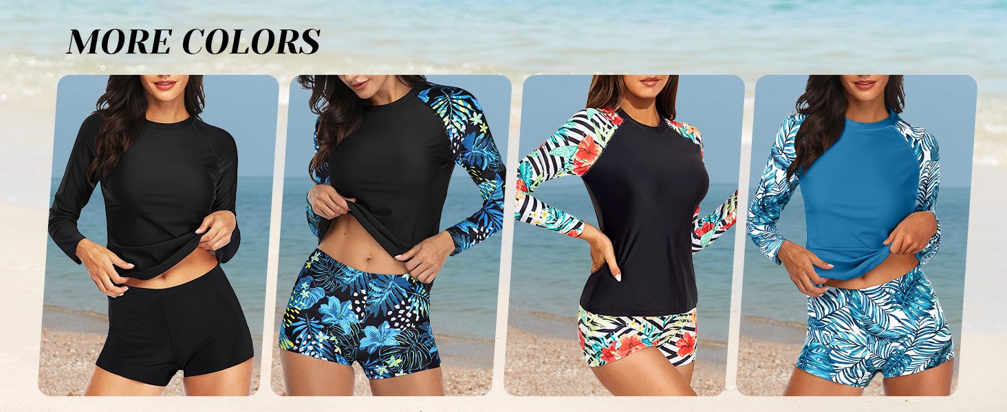 Daci Women Two Piece Rash Guard Long Sleeve Swimsuit