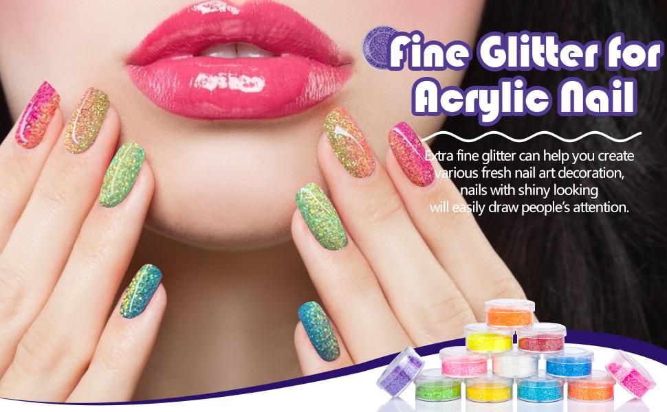 12 different colors of glitter