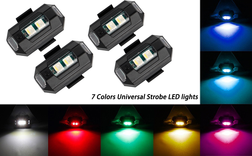 4Pcs LED Strobe Drone Light 7 Colors USB Charging Flying AntiCollision