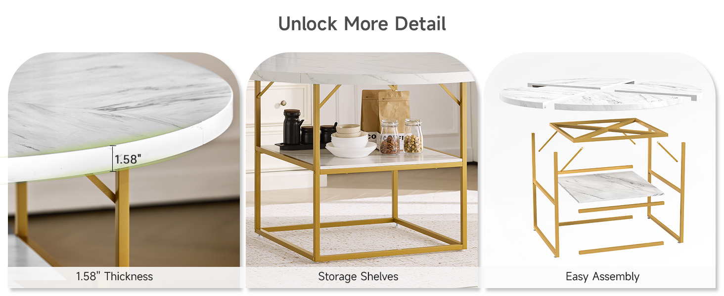 ONBRILL 47.24 Inch Round Dining Table for 46 People