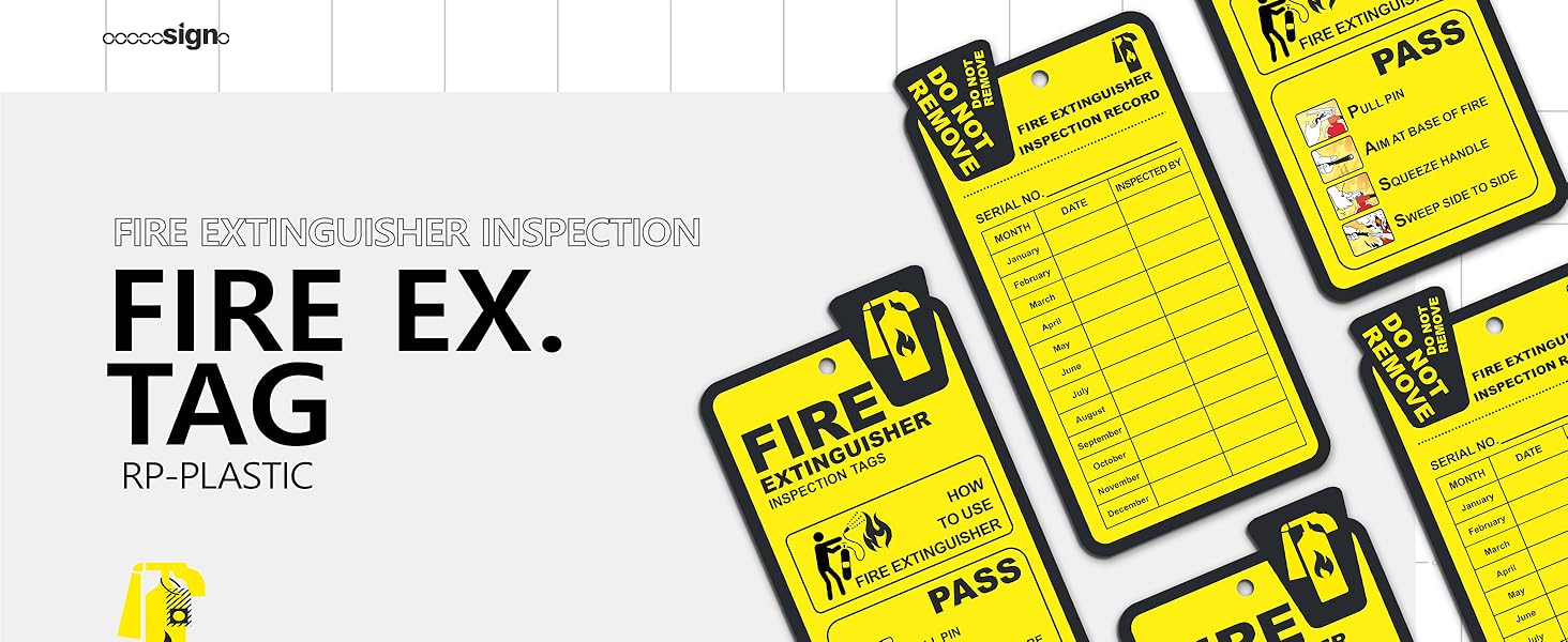 OSHA Fire Extinguisher Yearly Monthly Inspection Tags, Fire