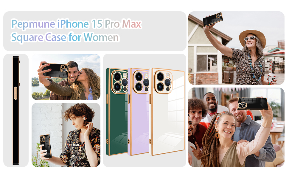 SAKUULO Phone Case for iPhone 15 Pro Max Cute Plating Gold