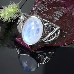 Moonstone Silver Ring Celtic Style Fine Jewelry