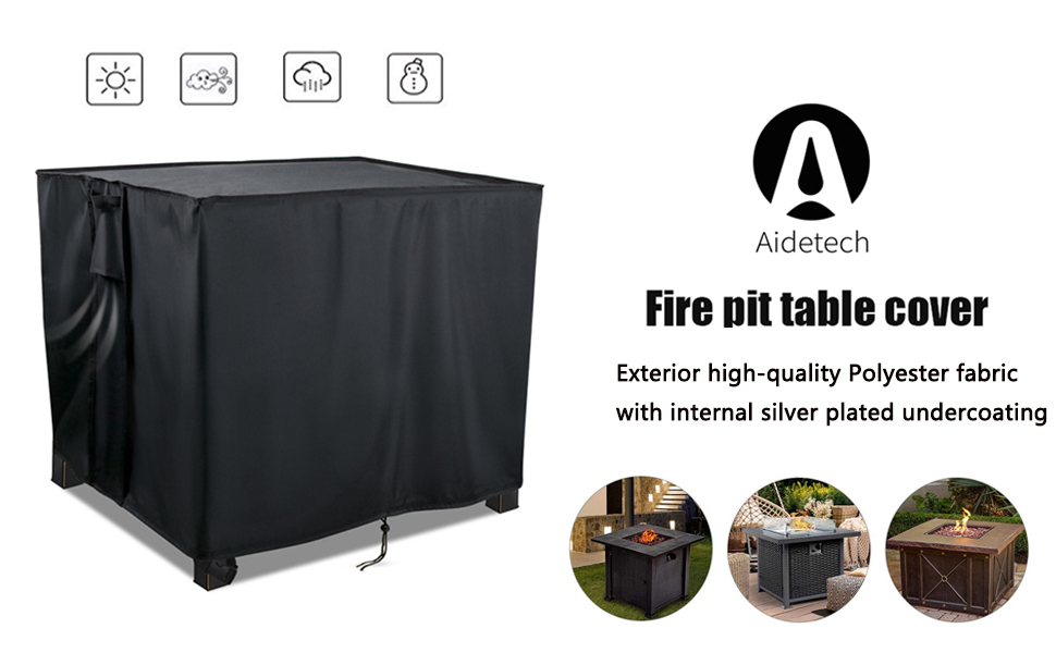 Aidetech Fire Pit Cover Square 28”L x 28”W x 25”H, Outdoor Waterproof