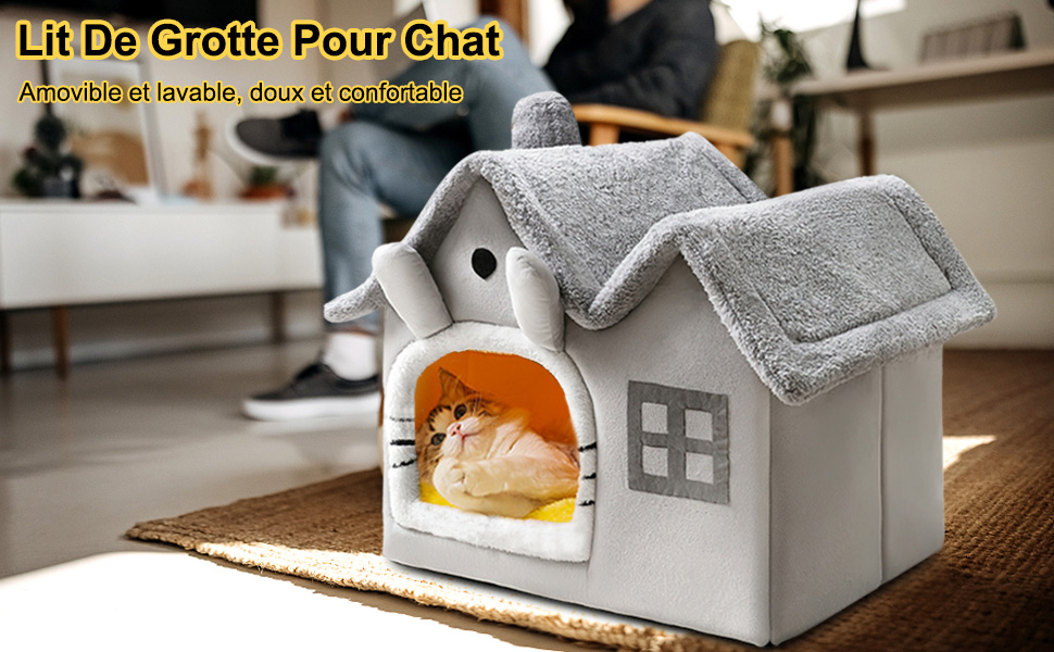 maison lit chien chat amovible lavable promo
