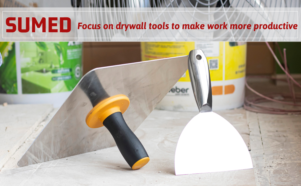 SUMED 2Pieces Drywall Masonry Hand Tool Kit,12” Aluminum Hawk & 6